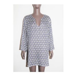 Boho Floral Cotton Short Summer Dress‎ 3/4 Sleeves Lightweight Cover Up